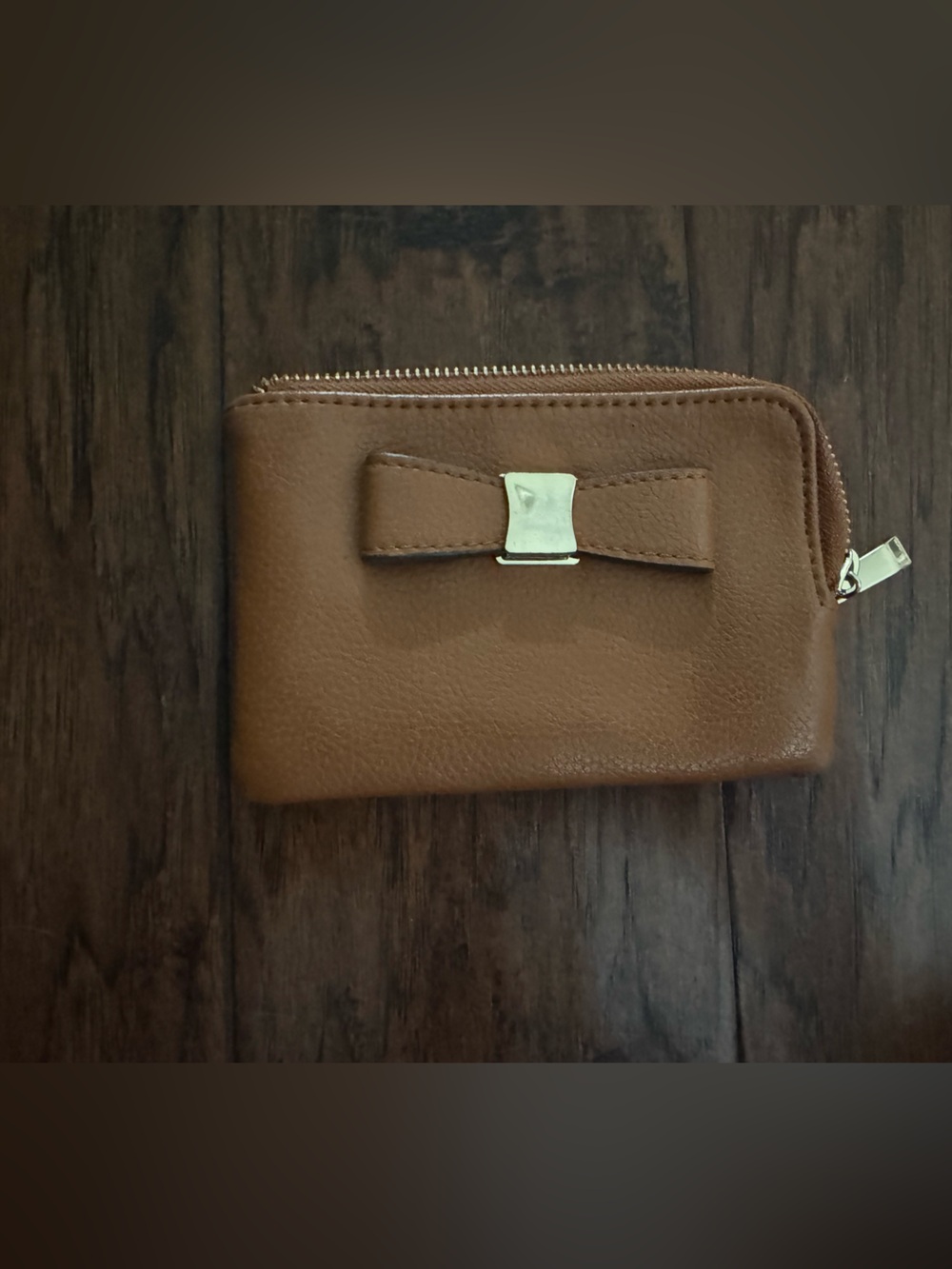 Brown Bow Zip Wallet